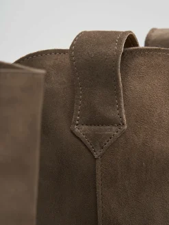 Stivale texano tacco 4 cm beige camoscio