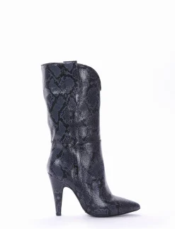 stivale texano tacco 10 cm blu