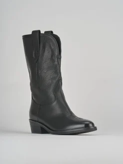 Stivale texano tacco 4 cm nero pelle