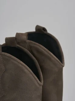 Stivale texano tacco 5 cm beige camoscio