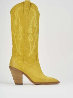 Stivale texano tacco 7 cm giallo camoscio