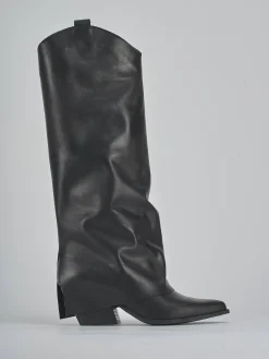 Stivale texano tacco 7 cm nero pelle