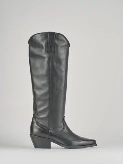 Stivale texano tacco 4 cm nero pelle