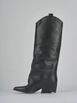 Stivale texano tacco 6 cm nero pelle