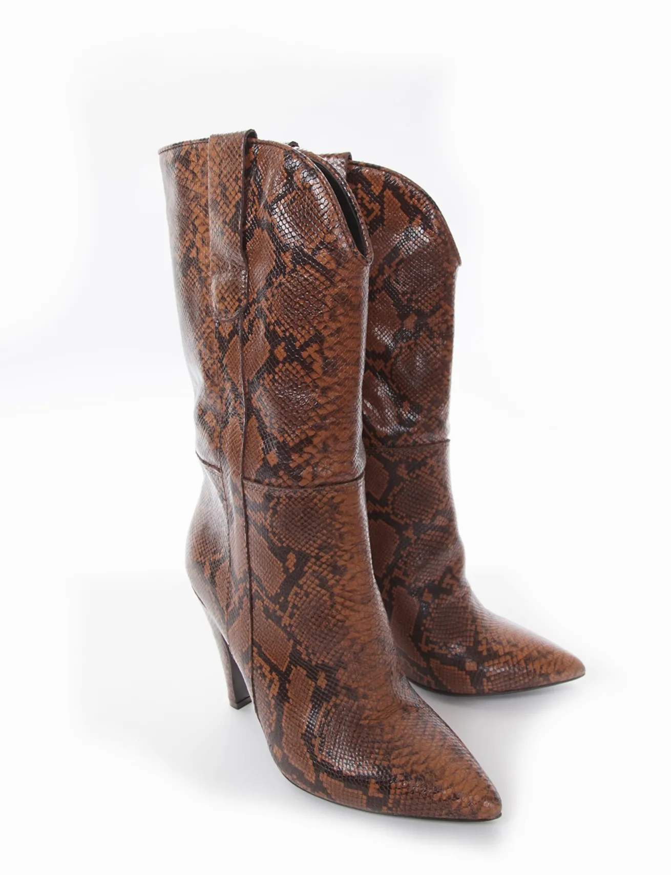 stivale texano tacco 10 cm cuoio