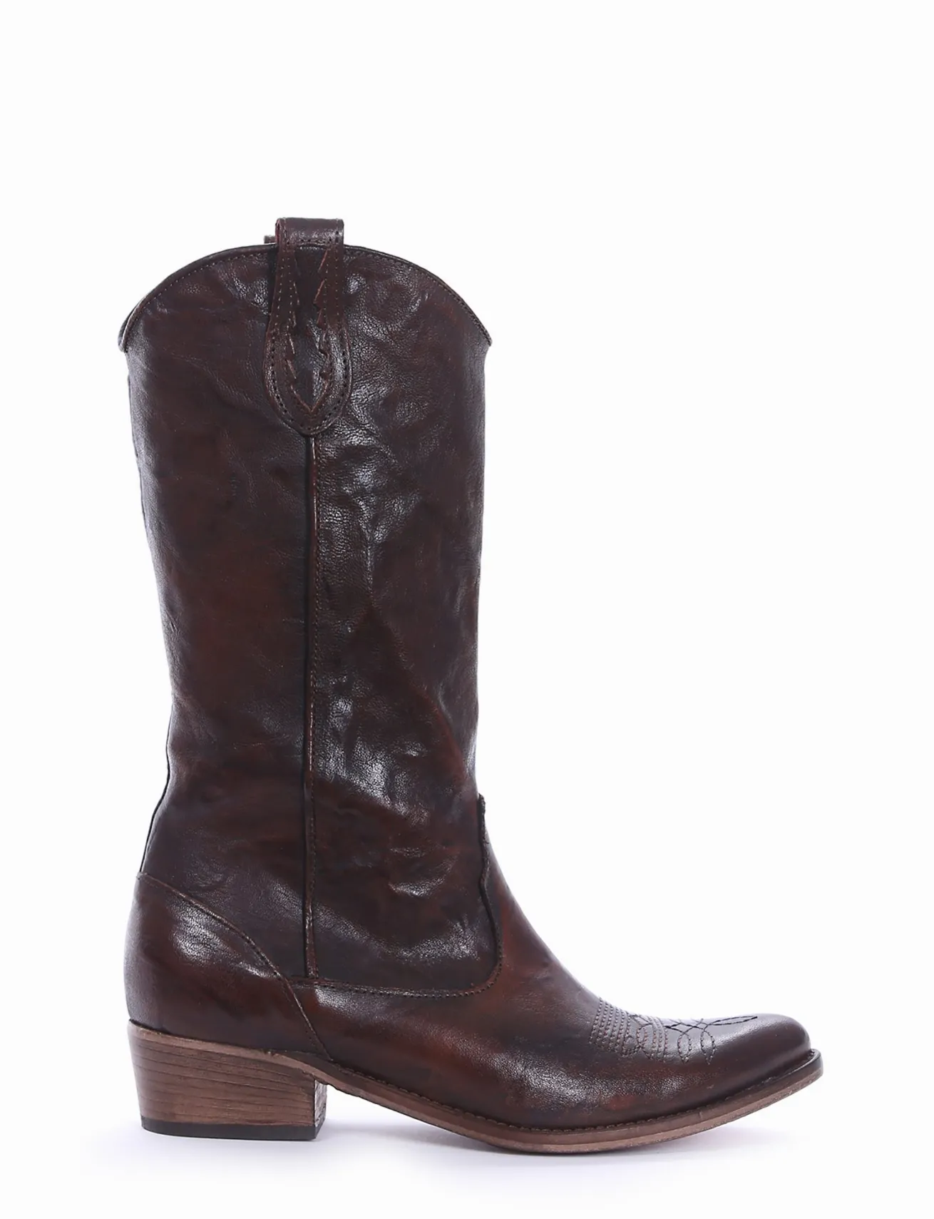 Stivale texano tacco 2 cm cuoio