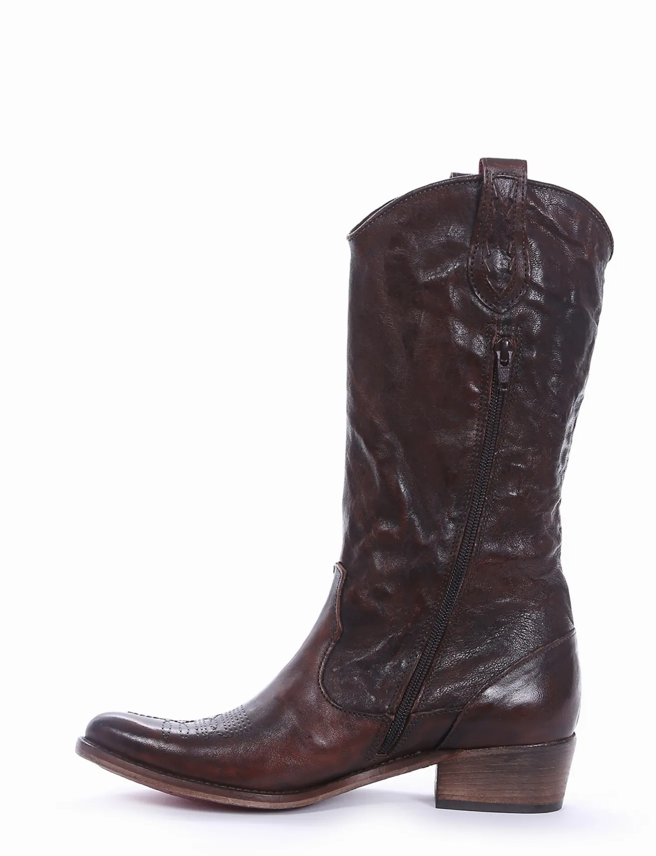 Stivale texano tacco 2 cm cuoio