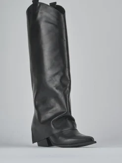 Stivale texano tacco 7 cm nero pelle