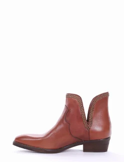 stivale texano tacco 3 cm cuoio