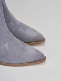 Stivale texano tacco 7 cm azzurro camoscio