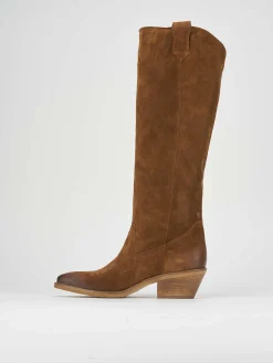 Stivale texano tacco 4 cm marrone camoscio