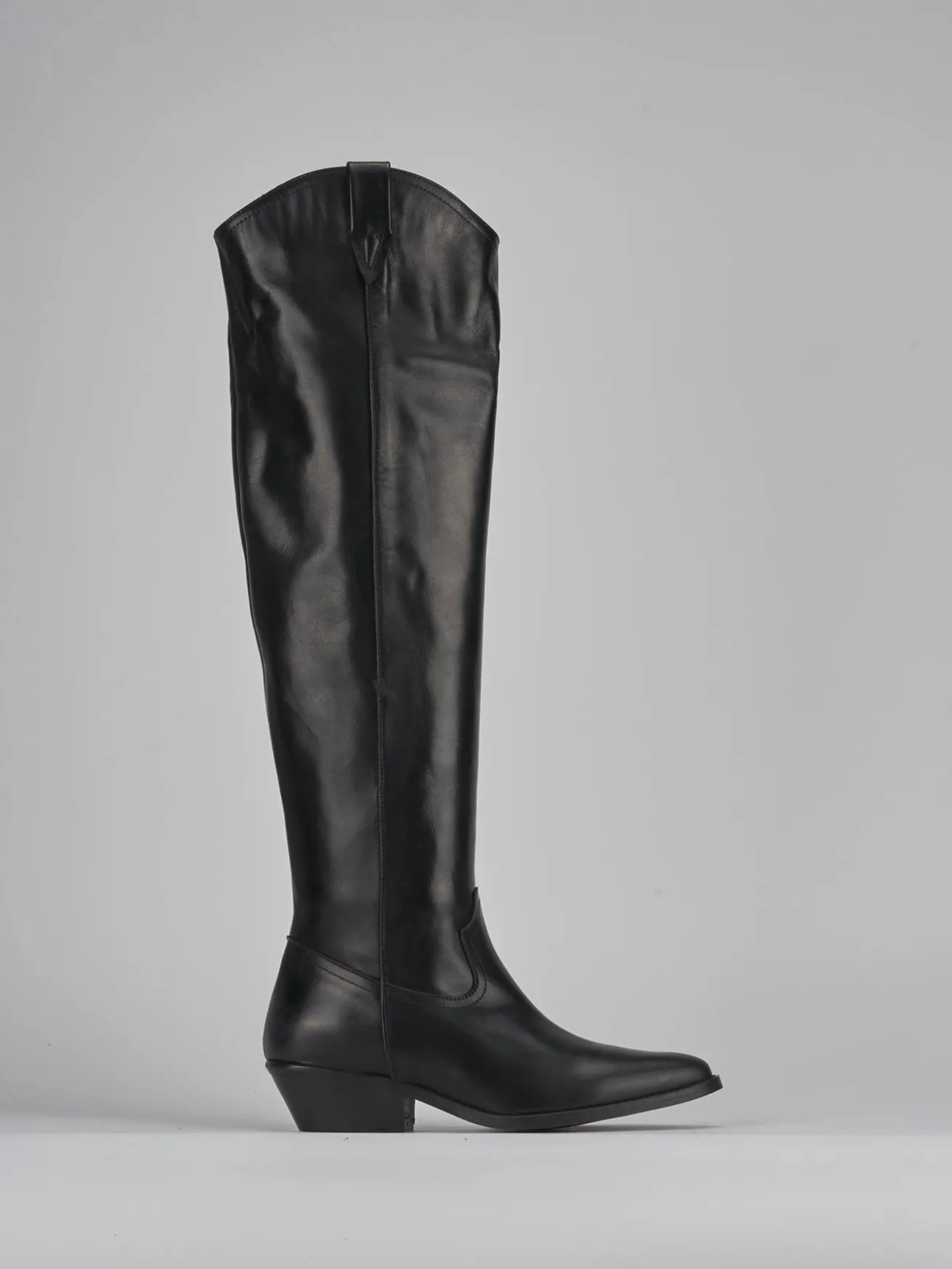 Stivale texano tacco 3 nero pelle