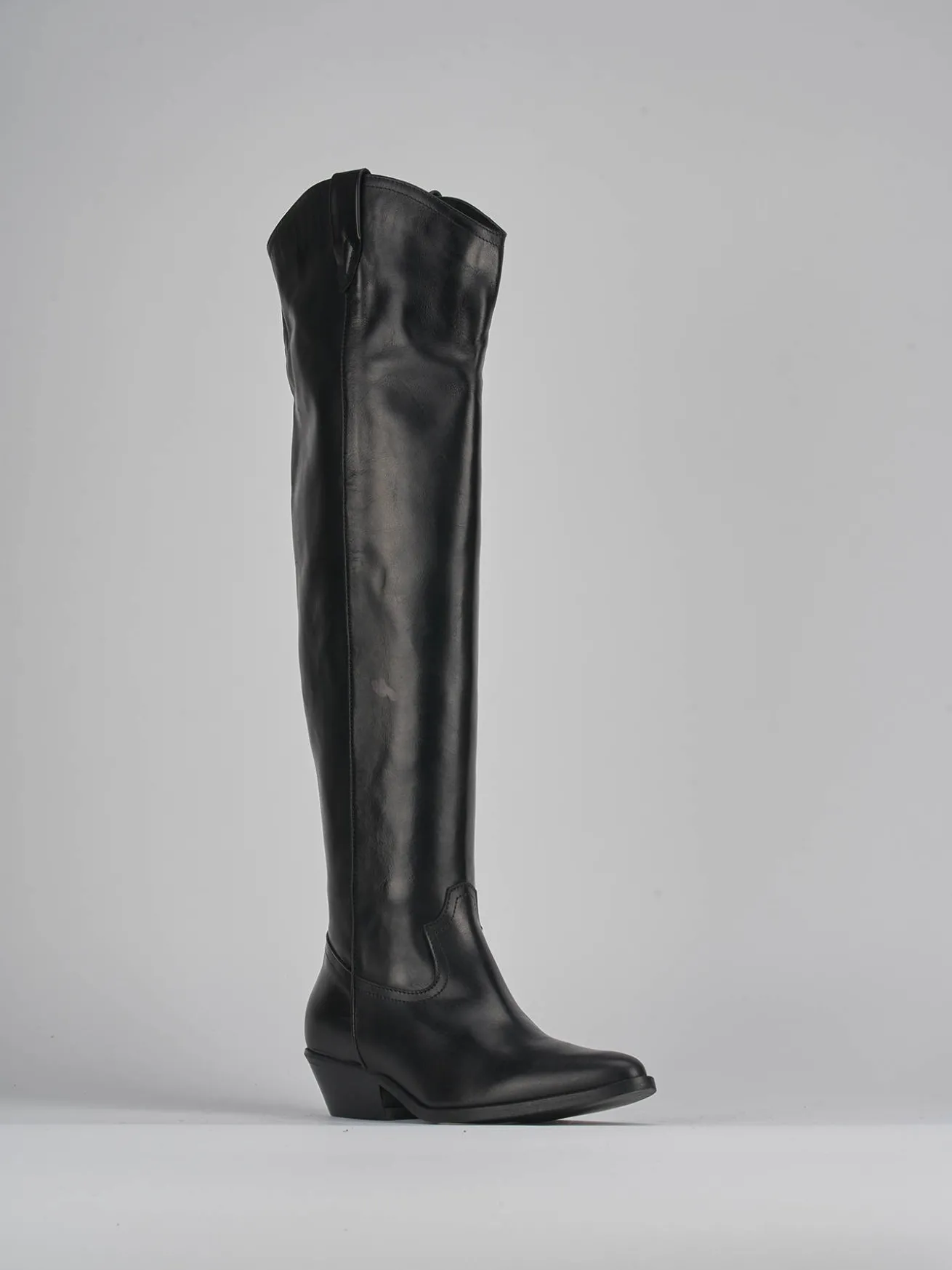 Stivale texano tacco 3 nero pelle