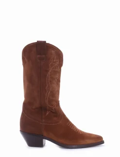 Stivale texano tacco 4cm cuoio