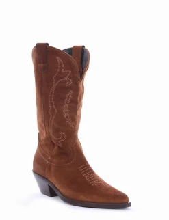 Stivale texano tacco 4cm cuoio