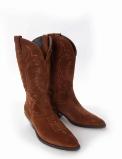 Stivale texano tacco 4cm cuoio