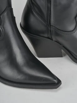 Stivale texano tacco 8cm nero pelle