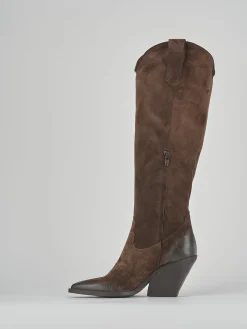 Stivale texano tacco 8cm testa camoscio