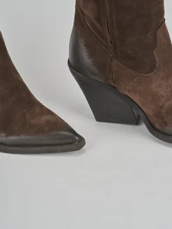 Stivale texano tacco 8cm testa camoscio