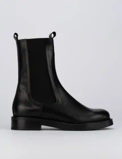 Stivale tronchetto tacco 1 cm nero pelle