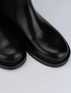 Stivale tronchetto tacco 1 cm nero pelle