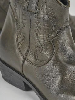 Stivale tronchetto tacco 3 cm verde pelle