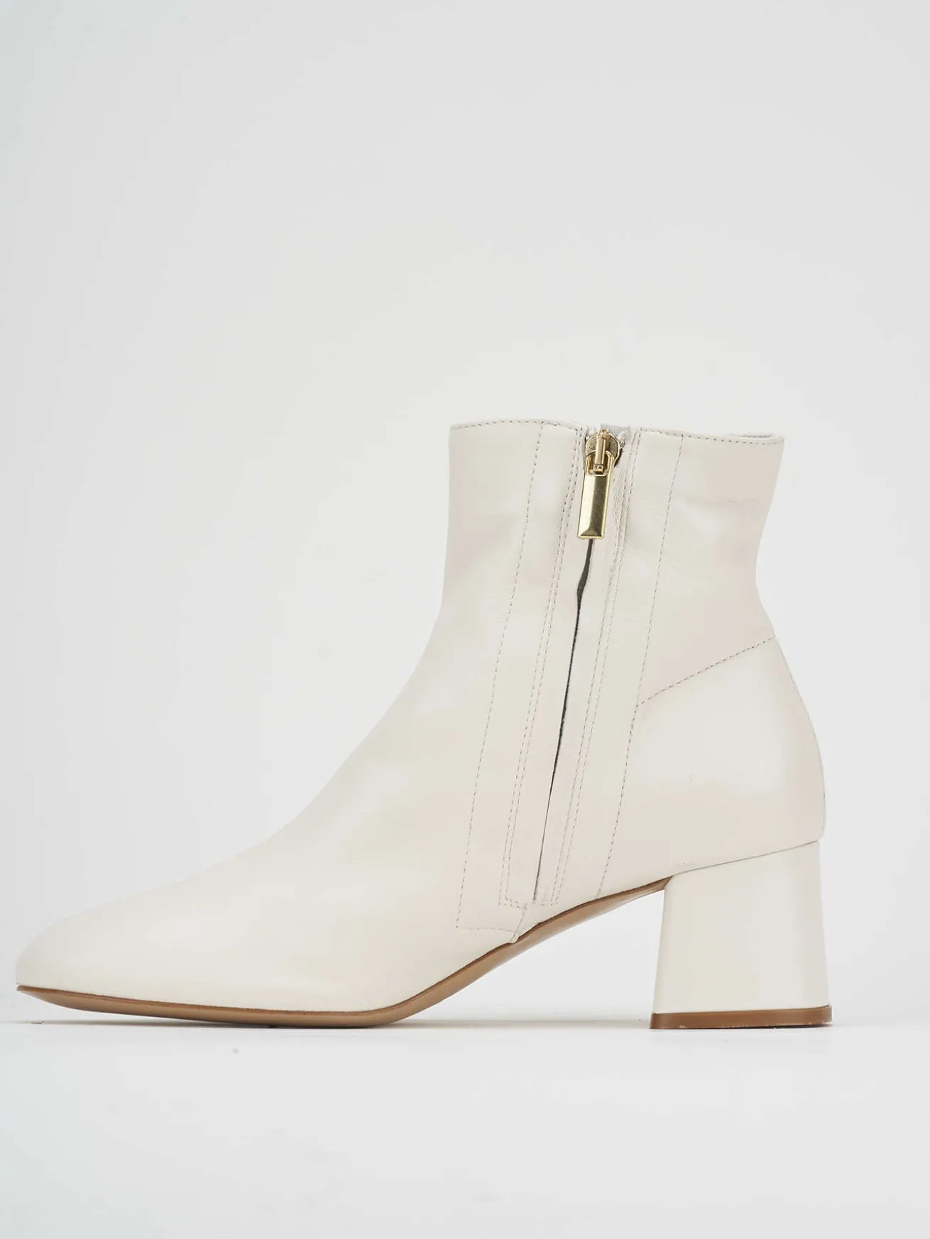 Stivale tronchetto tacco 5 cm bianco pelle