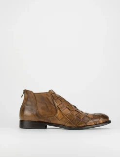 Stivale tronchetto tacco 1 cm testa pelle