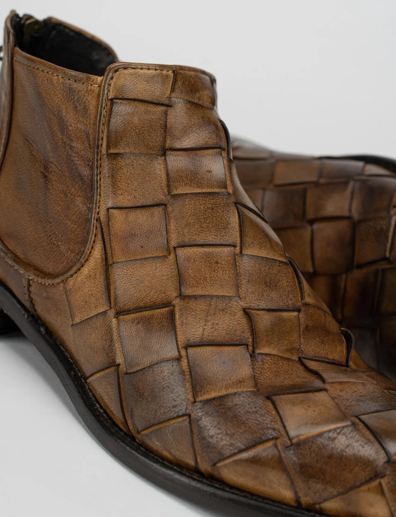 Stivale tronchetto tacco 1 cm testa pelle