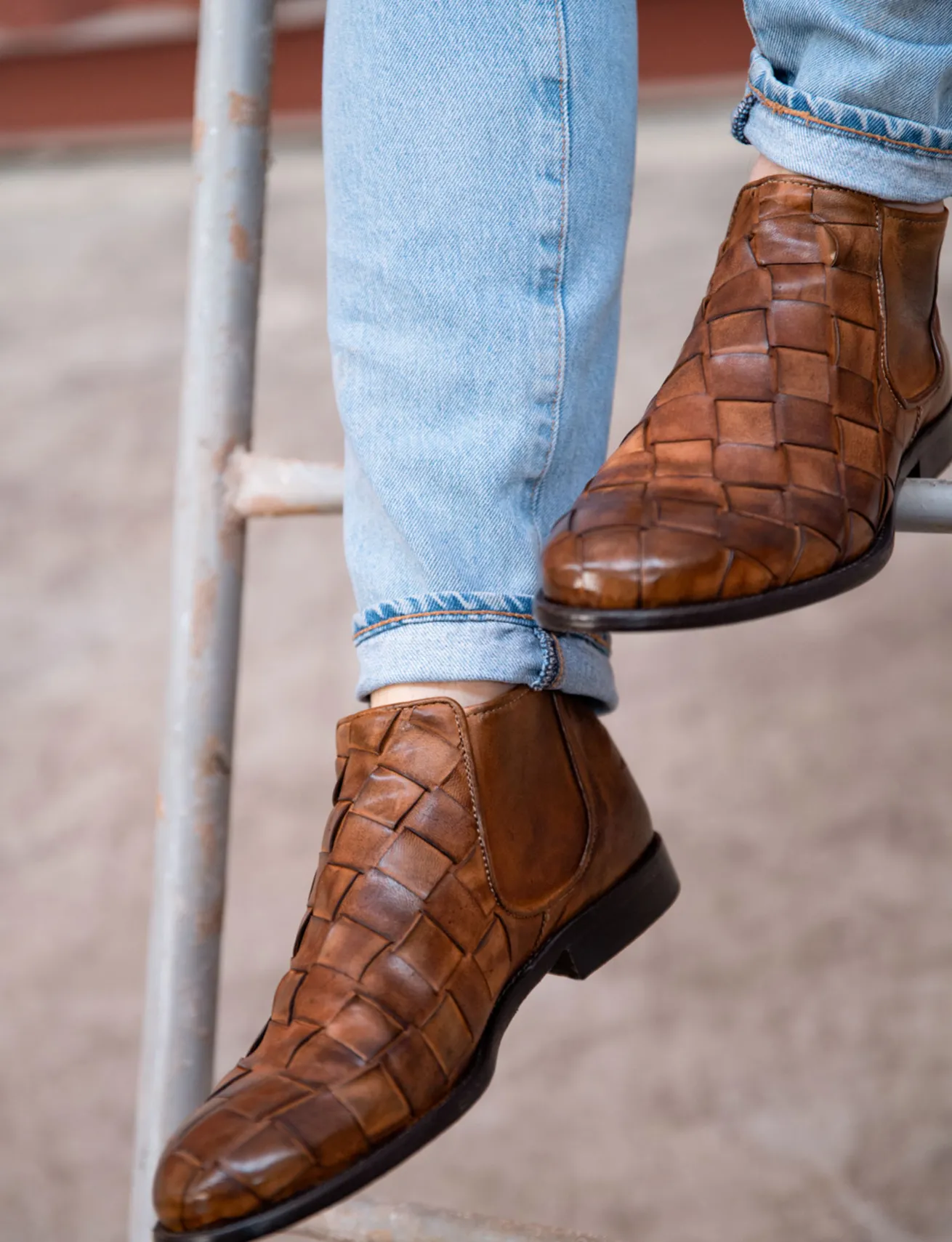 Stivale tronchetto tacco 1 cm testa pelle