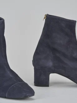 Stivaletti tacco 5cm camoscio blu