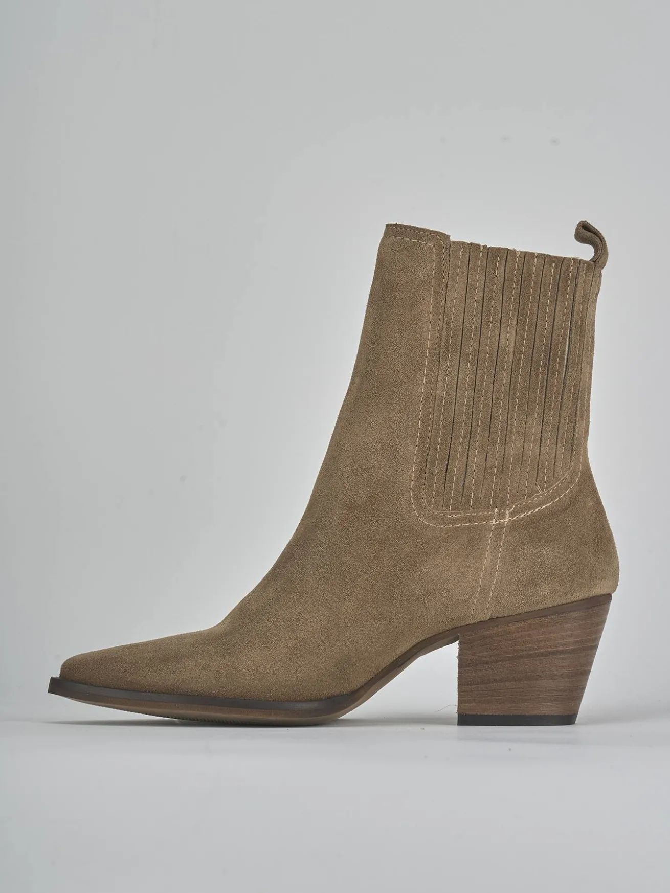 Stivaletti tacco 7cm camoscio marrone