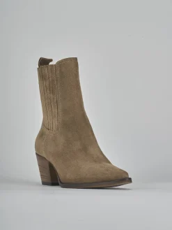 Stivaletti tacco 7cm camoscio marrone