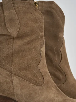 Stivaletti tacco 7cm camoscio marrone