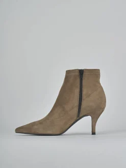 Stivaletti tacco 7cm camoscio beige