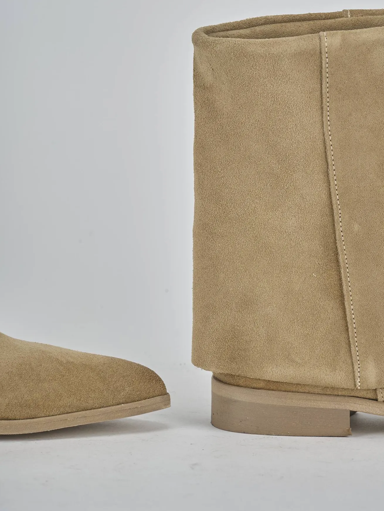 Stivaletti tacco 1cm camoscio marrone