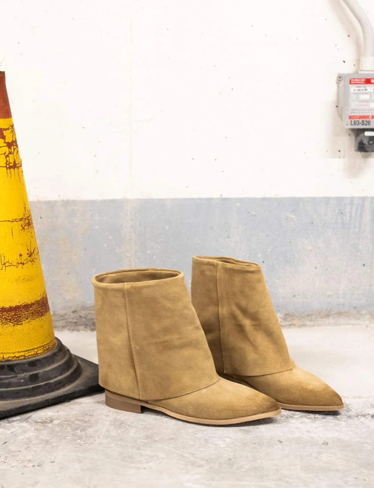 Stivaletti tacco 1cm camoscio marrone