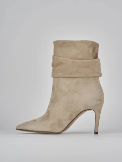 Stivaletti tacco 9cm camoscio beige