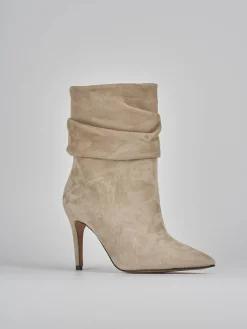 Stivaletti tacco 9cm camoscio beige
