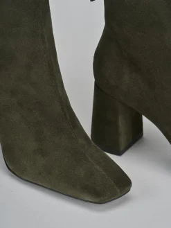 Stivaletti tacco 7cm camoscio verde