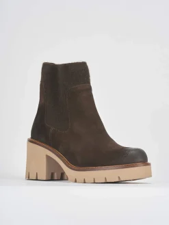 Stivaletti tacco 5cm camoscio marrone