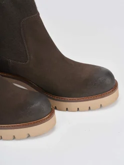 Stivaletti tacco 5cm camoscio marrone