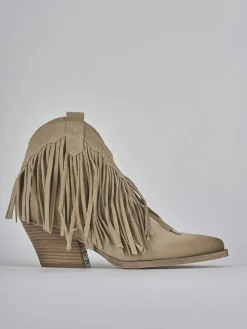 Stivaletti tacco 7cm camoscio beige