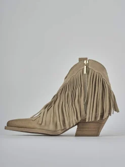 Stivaletti tacco 7cm camoscio beige