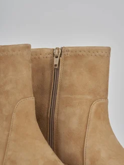 Stivaletti tacco 3cm camoscio marrone