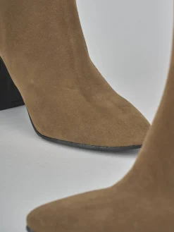 Stivaletti tacco 9cm camoscio marrone