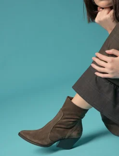 Stivaletti tacco 7cm camoscio testa