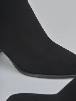 Stivaletti tacco 5cm camoscio nero