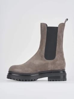 Stivaletti tacco 3cm camoscio grigio