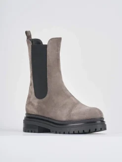 Stivaletti tacco 3cm camoscio grigio